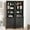 Black, variant on FIAKOA Rustic Bookshelves Set of 2, 71" Tall Wood Bookcase with Adjustable Shelves, 2 Cabinet Doors and Drawers, Farmhouse Display Storage for Living Room or Office(Natural Wood)