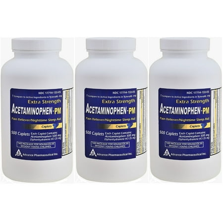Acetaminophen PM Generic for Tylenol PM 1500 Caplets Pain Reliever & Nighttime Sleep Aid