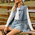 thumbnail image 2 of SWSMCLT Women's Denim Vest Long Tank Top Fall Vintage Fashion Button Down Spring Pocket Sleeveless Top Blue Medium, 2 of 4