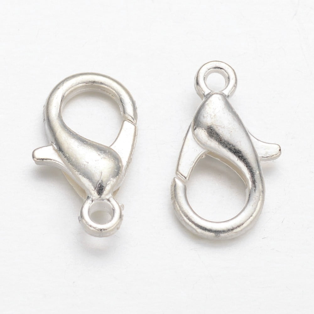 Zinc Alloy Lobster Claw Clasps Parrot Trigger Clasps Cadmium Free & Lead Free Jewelry Making Findings Silver Color Plated 12x6mm Hole: 1.2mm