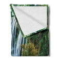 thumbnail image 2 of Waterfall Soft Flannel Fleece Blanket, Huge Waterfall Landscape Surrounded by Green Botanic Plants Nature Artwork, Cozy Plush for Indoor and Outdoor Use, 50" x 70", Green and White, by Ambesonne, 2 of 5