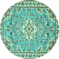 thumbnail image 1 of Ahgly Company Machine Washable Indoor Round Medallion Turquoise Blue Traditional Area Rugs, 7' Round, 1 of 4