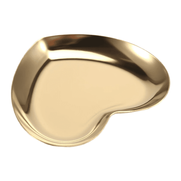 Heart Shaped Jewelry Serving Plate Metal Tray Storage Arrange Fruit Home Gold