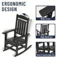 thumbnail image 6 of Patio Slat Rocking Chair, HDPE Plastic Weather Resistant Porch Rocker,Black, 6 of 8