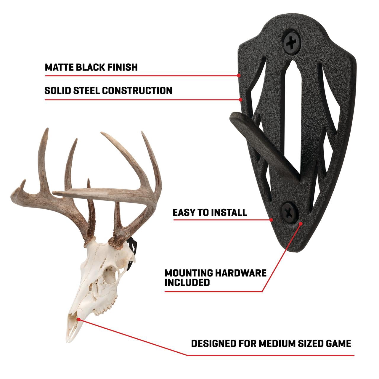 Allen Company EZ Mount Skull Peg - Steel European Mount Hanger - Matte Black