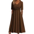 thumbnail image 1 of Robes de Printemps pour Femmes Décontractées Manches 3/4 Longue Robe Évasée Basique Plage Vacances Travail Maxi Robe 2025, 1 of 7