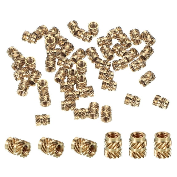 M3x5.7x4.6 mm Brass Threaded Insert, Metric knurled Nuts Heat Set Insert for Plastic & 3D Printing Components, 50 Pcs
