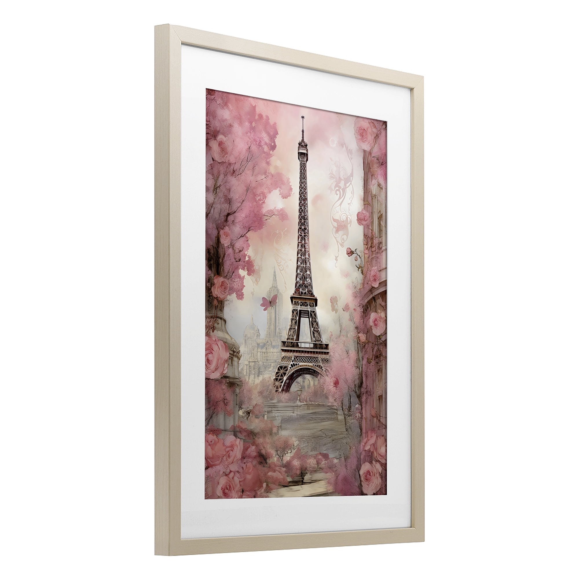 Stupell Industries Paris City View in Bloom Birch Framed Print Under Glass, design by Creative Studio