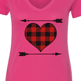 thumbnail image 4 of Inktastic Buffalo Plaid Valentines Day Heart Women's V-Neck T-Shirt, 4 of 5