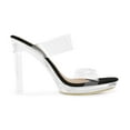 thumbnail image 4 of DREAM PAIRS Women's Clear Two Strap Open Toe High Block Chunky Slip on Dress Heel Sandals, 4 of 6
