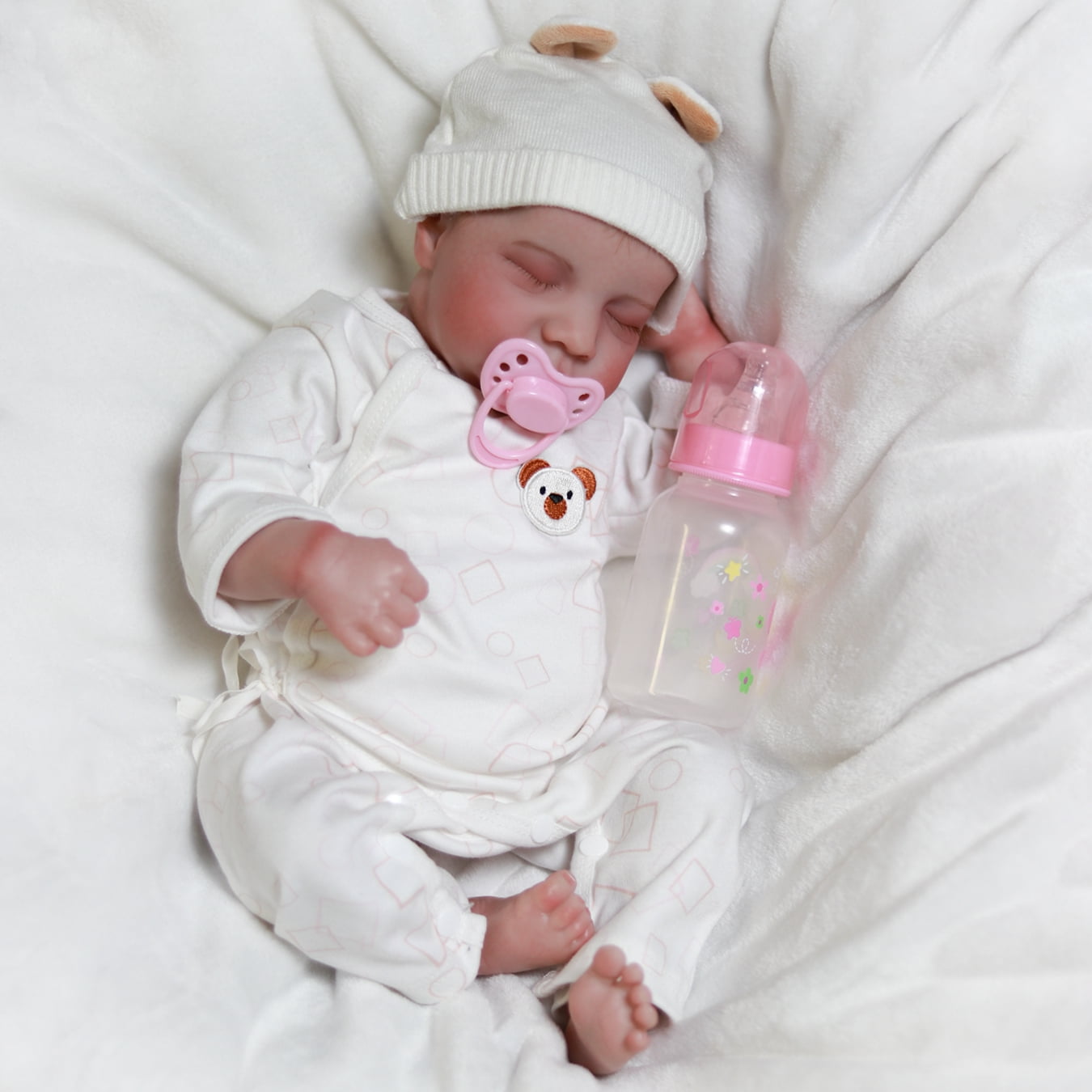 18 inch Lifelike Reborn Girl Doll Vinyl Realistic Newborn Sleeping Girl Soft Cloth Body Dolls Gift