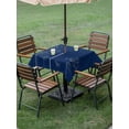 thumbnail image 4 of Outdoor Tablecloths with Umbrella Hole & Zipper, Navy Blue Flowers 60x60 Inch Square Tablecloths, Rustic Abstract Floral Simple Art Waterproof Table Cloth, Patio/Pool/Picnic Table Covers, 4 of 8