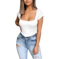 thumbnail image 5 of YOTMKGDO Bodysuits for Women, Shapewear Tummy Control, Sexy Women Solid Color, Corset Tops for Women, Short Sleeve Shirts for Women, Cotton Tshirts for Women, White T Shirts for Women, M, 5 of 8