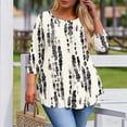 thumbnail image 4 of Sawvnm Women Blouses Plus Size Women's Fashion Loose Casual Printing 3/4 Sleeve T-Shirt Round Neck Plus Size Top Skirts for Women White 2XL, 4 of 5