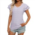 thumbnail image 4 of Camiseta de Verano para Mujer, con Cuello en V, Volantes y Mangas , Color , Talla S, 4 of 10