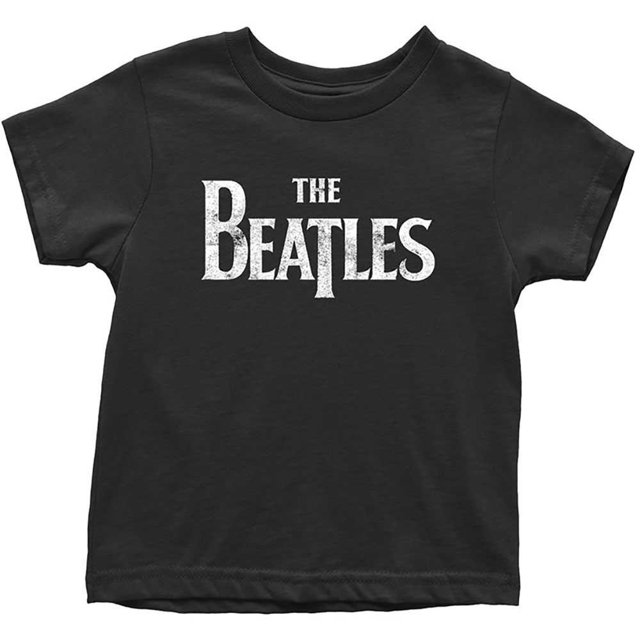 The Beatles - Camiseta Logotipo Drop T para Niños/Niñas (Negro)