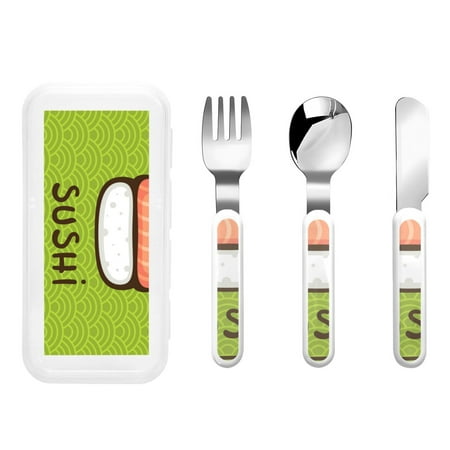 

Rateoe Fresh Sushi for Stainless Steel Kids Silverware Set - Child and Toddler Safe Flatware - Children s Knife Fork And Spoon Set