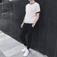 thumbnail image 4 of Conjuntos de camiseta y pantalones para hombre, novedad, estilo coreano, liso, elegante, básico, liso, estilo vintage, top 5xl, 4 of 4