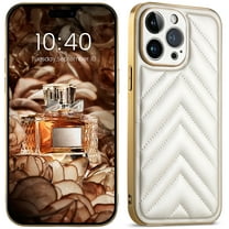 ELEHOLD Plating Leather Case for iPhone 14 Pro Max 6.7inch Skin-Touch Anti-Scratch Shockproof Protective Case  - White