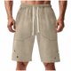thumbnail image 1 of Hombres Carga Pantalones Cortos con Bolsillos, Color Sólido Casual Gran Bolsillo Botón Cordón Elástico-Cintura Mitad de Carga, 1 of 7