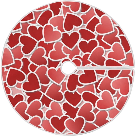 FMSHPON Valentine's Day Mother's Day Red Heart Love Xmas Christmas Tree Skirt Stand Mat for Holiday Party Decoration Indoor Outdoor 36 inches