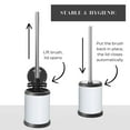 thumbnail image 4 of White Toilet Brush Set with Stainless Steel Handle, Folding Lid and Removable Insert - Compact Design for Modern Bathrooms, 4 of 7