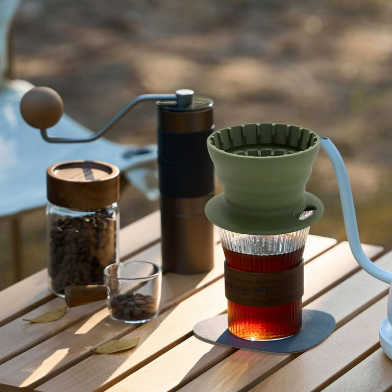 perfk Pour over Coffee Dripper Camping Coffee Maker Silicone Coffee Dark Green Walmart