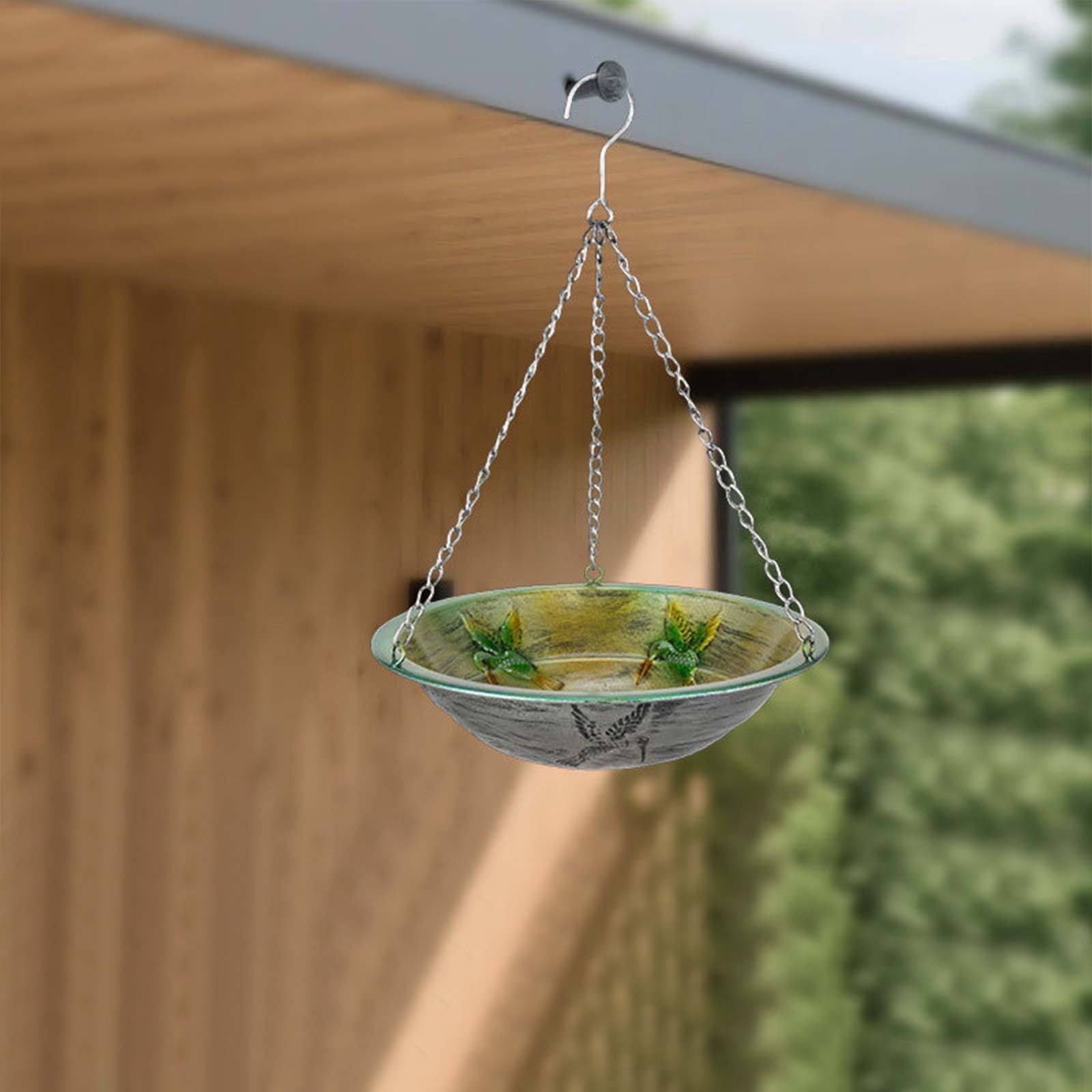 Kumdkd Wrought Iron Hummingbird Feeder Outdoor, 18x13in Metal Hanging Bird Feeder, Decorative Garden Feeder for Hummingbirds & Wild Birds, Rust-Resistant Yard Patio Decor