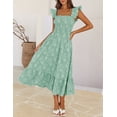 thumbnail image 4 of Merokeety Womens Summer Dresses Floral Square Neck Smocked Ruffle A Line Midi Dress With Pockets Green xl, 4 of 4