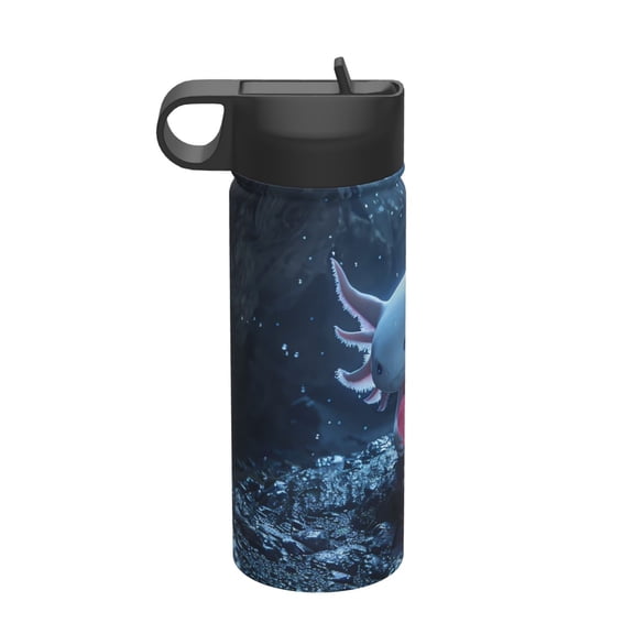 Yiaed Heart Axolotl Print Water Bottle with Straw Lid, Stainless Steel Double Wall Insulated Water Bottle | Leak-Proof and Spill-Proof Water Bottle