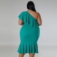 thumbnail image 6 of AURA Women Plus Size Sleeveless Midi Dress Casual Slim Fit Summer Ruffle Hem Dress, 6 of 7