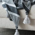 thumbnail image 6 of A&B Home Throw Blanket - Black and White Stripe Woven Cotton Blend Blanket, 50" x 60", 6 of 9