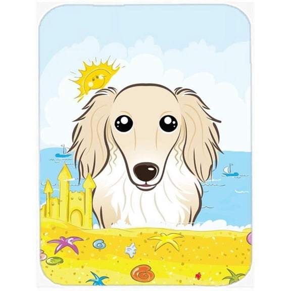 Longhair Creme Dachshund Summer Beach Mouse Pad, Hot Pad or Trivet