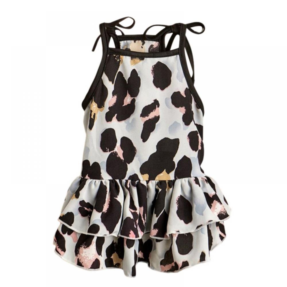 Dog Dress Leopard Dog Clothes for Small Dogs Girl Puppy Tulle Dress Cat Apparel Pet Outfit, Blue