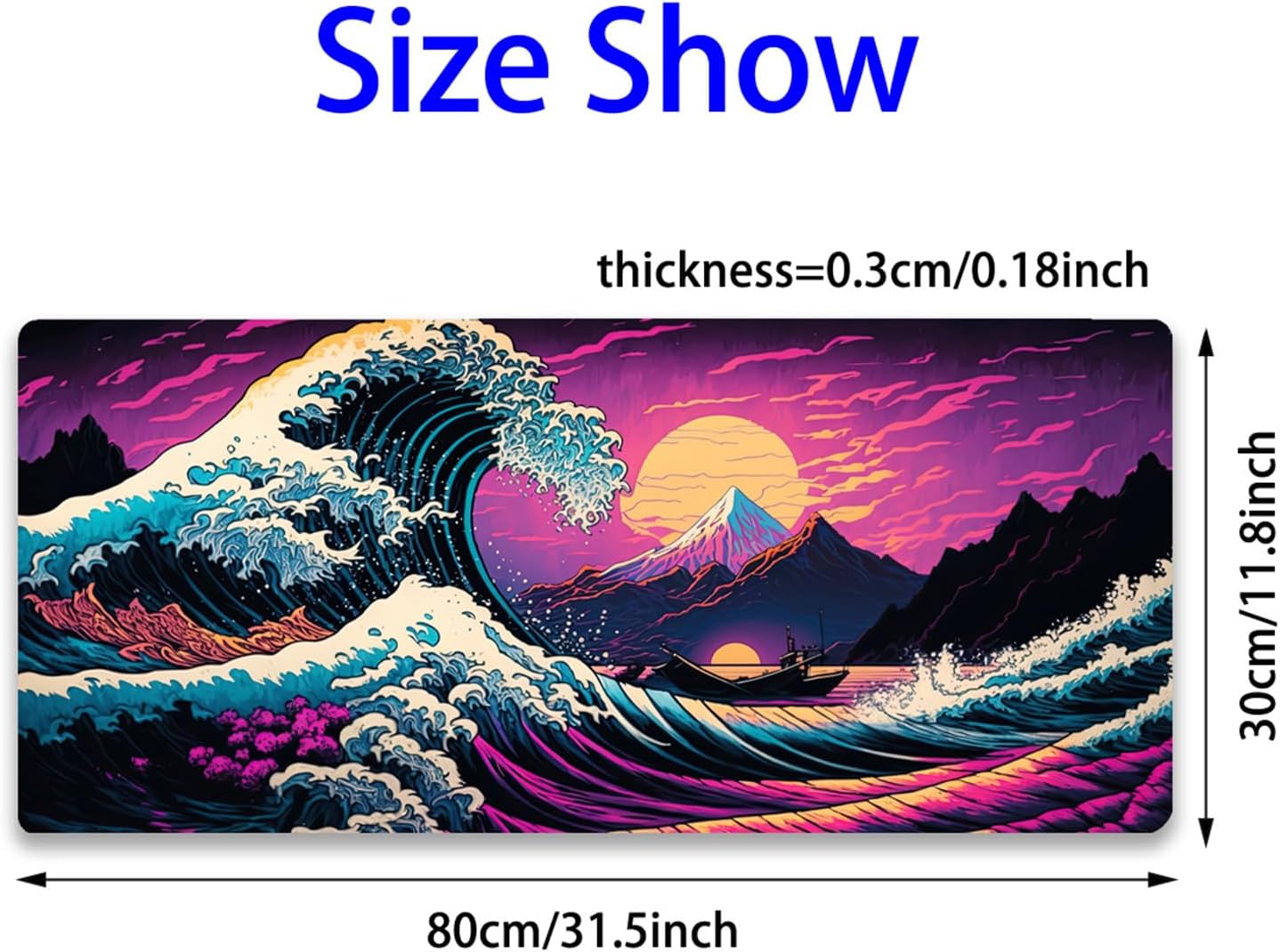Simpkeely Japanese Sea Wave Gaming Mouse Pad 31.5 x 11.8 Inch photo 3