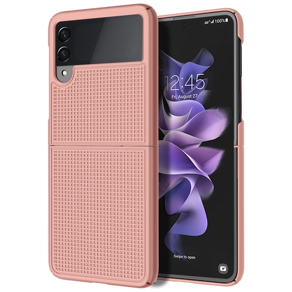 Case for Galaxy Z Flip 3 5G, Nakedcellphone Slim Hard Shell Protector Cover [Anti-Fingerprint, Grid Texture] for Samsung Z Flip3 Phone (SM-F711, 2021)