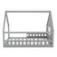 thumbnail image 6 of Aukfa Floor House Bed for Kids, Wood Full Bed with Fence, Gray, 6 of 8