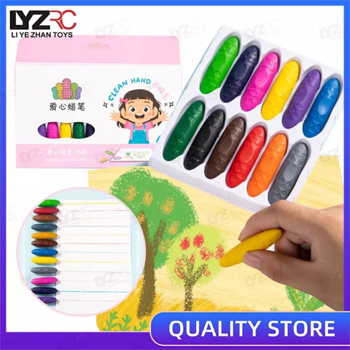 LYZRC 12 Colors Safe Nontoxic Peanut Crayon Toddler Washable Crayons