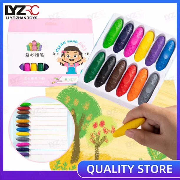 LYZRC 12 Colors Safe Nontoxic Peanut Crayon Toddler Washable Crayons