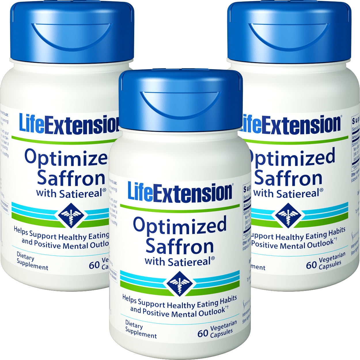 Life Extension Optimized Saffron With Satiereal 60 Vegetarian Capsules 3 Bottles by Life Extension