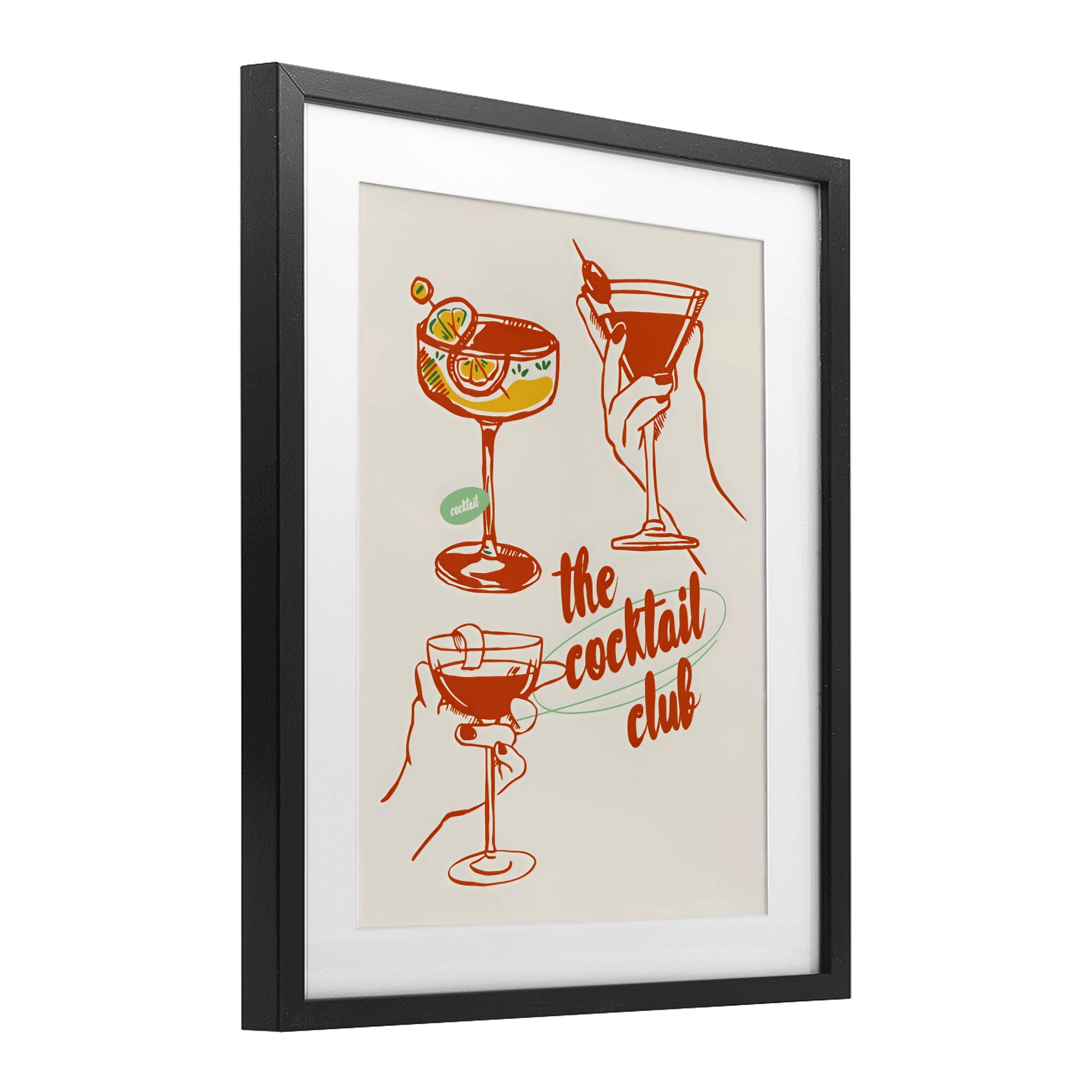Stupell Industries Cocktail Club Toasting Glasses Black Framed Print Under Glass, design by The Prints Vibe