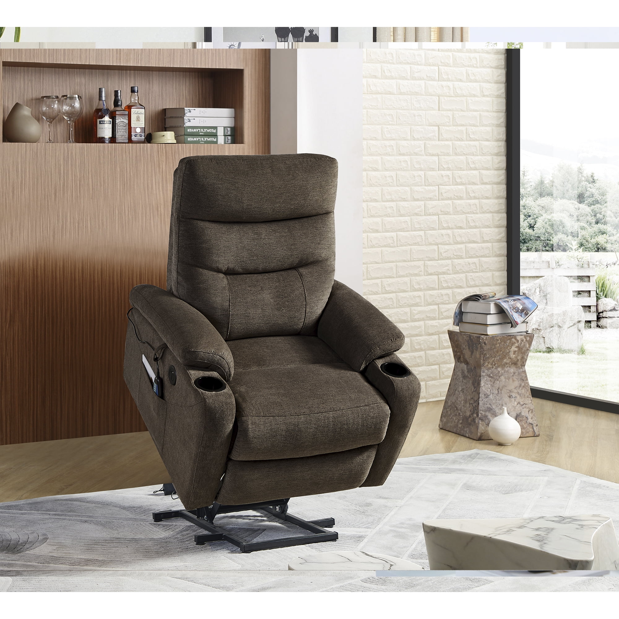 Kadyn Rocking Recliner Chair, Electric Power Lift Recliner Chair Sofa with Massage and Heat for Elderly for Living Room Bedroom, USB Ports, Brown Kadyn Rocking Recliner Chair, Electric Power Lift Recliner Chair Sofa with Massage and Heat for Elderly for Living Room Bedroom, USB Ports, Brown