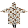 thumbnail image 2 of Oversized Wearable Blanket Hoodie,Classic Halloween Pattern Sherpa Blanket Hoodie with Super Pockets,Super Warm Fuzzy Pullover for Women & Men, 2 of 6