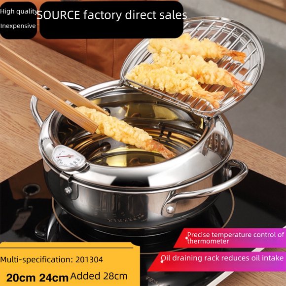Premium 304 Stainless Steel Electric Deep Fryer with Adjustable Temperature Control, Built-in Splatter Filter, Energy-Saving Design for Home Kitchen – Versatile for Tempura, Fried Chicken & Fritters,