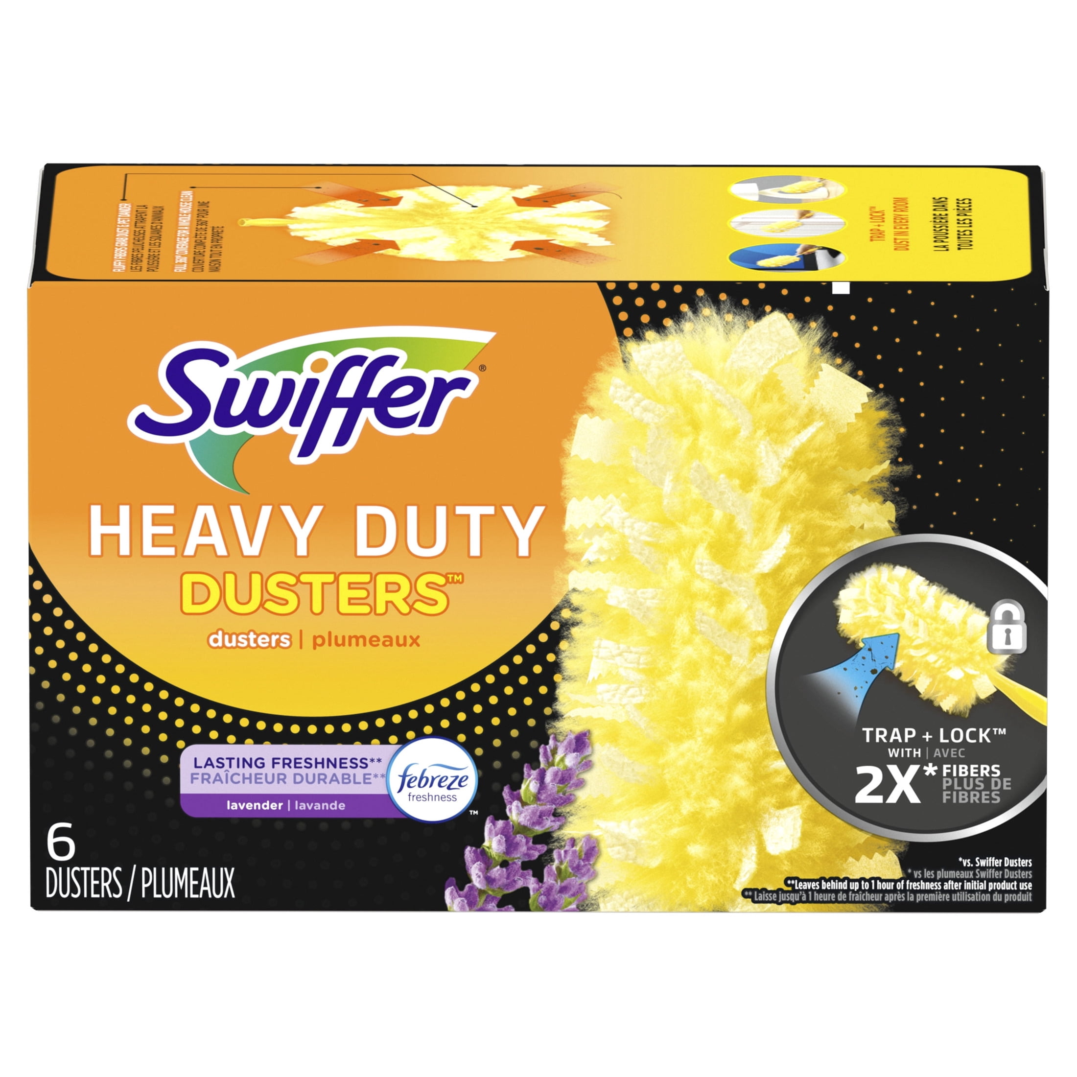 (4 pack) Swiffer Dusters Heavy Duty Duster Refills, Lavender, 6 Count