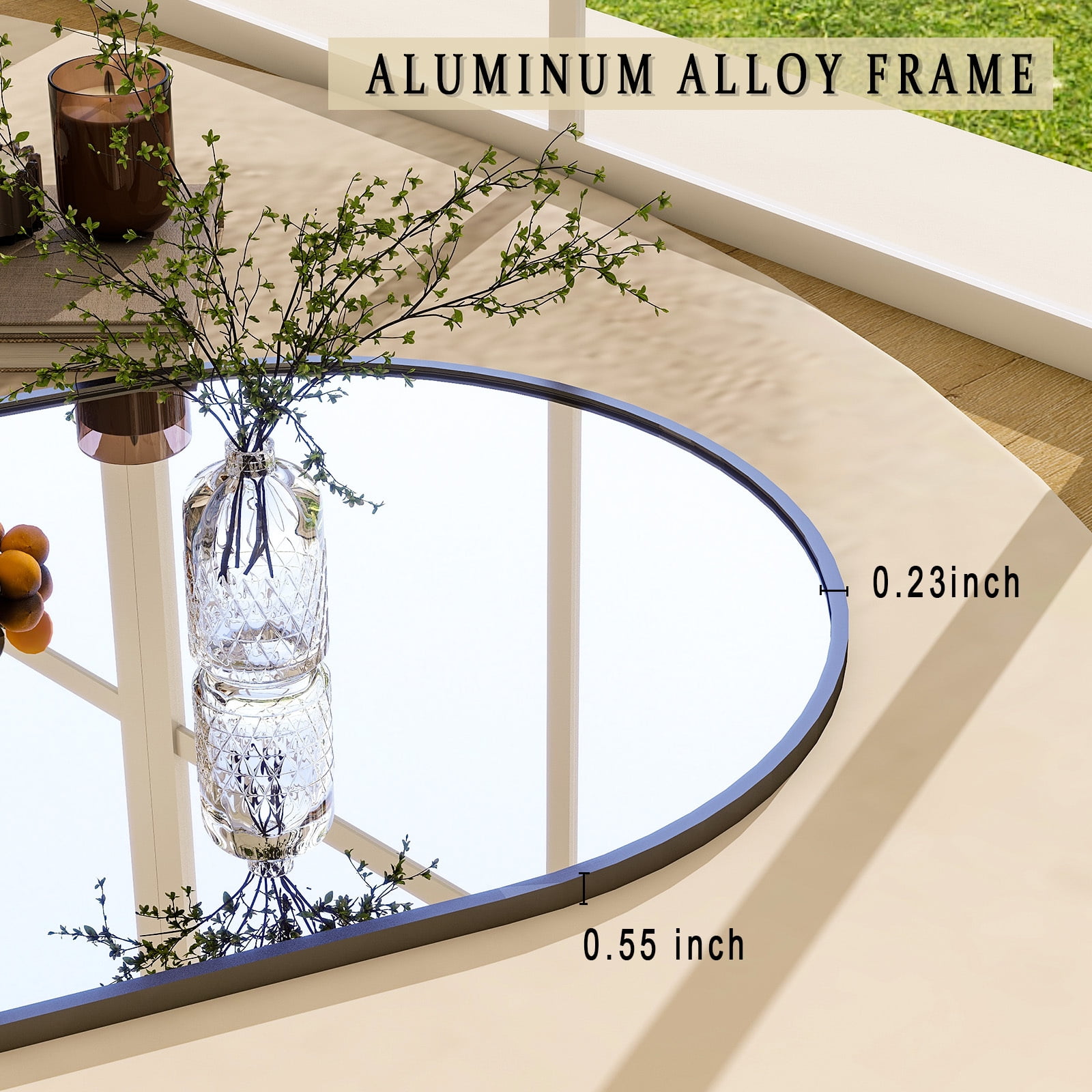 Anyrose 31x71 Full Length Mirror Arched with Stand Aluminum Alloy Framed Floor Mirror,Black