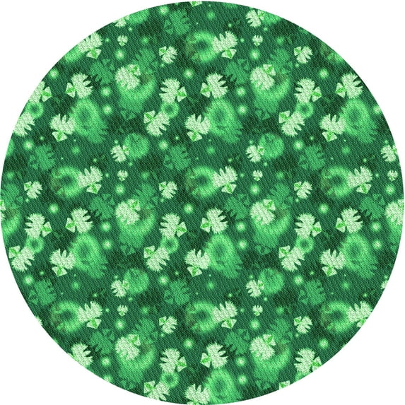 Ahgly Company Indoor Round Patterned ForestGreen Area Rugs, 5' Round