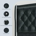 thumbnail image 6 of BELLEZE Queen Platform Bed Frame with Fast Charging Port, Upholstered Velvet Queen Size Bed Frame with Deep Button Tufted Headboard, Stable Headboard Bed frame, No Box Spring Needed - Oslo (Gray), 6 of 7