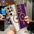 thumbnail image 3 of Magnetic Phone Case for Samsung Galaxy S23 Ultra Compatible with MagSafe Cute Heart Case for Women Luxury Plating Full Camera Lens Protect Soft Silicone Cover for S23 Ultra 6.8" (Deep Purple), 3 of 10