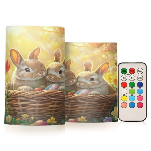 BZSMCE Flameless Candles LED Lights Rabbit on Easter Basket Creativity Battery Candles